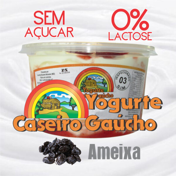 Pote 500gr Iogurte Natural - Ameixa - Sem Açúcar e 0% Lactose