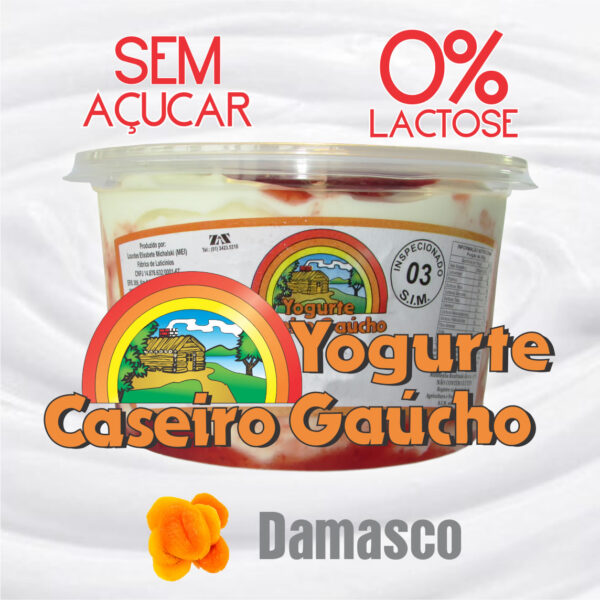 Pote 500gr Iogurte Natural - Damasco - Sem Açúcar e 0% Lactose